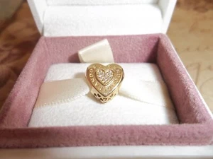 Genuine Authentic Pandora Shine Gold Logo Heart Charm 767375CZ - Picture 1 of 4