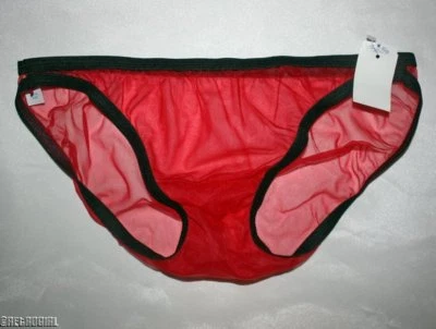 RG VINTAGE RETRO NANCY KING SHEER RED SEE THRU NYLON BIKINI PANTIES SIZE 5 SMALL - Image 1 of 3