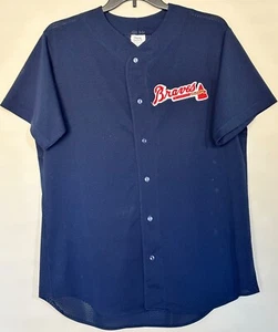 Maglietta da uomo blu Atlanta Braves taglia XL maglia MLB baseball con bottoni - Foto 1 di 6