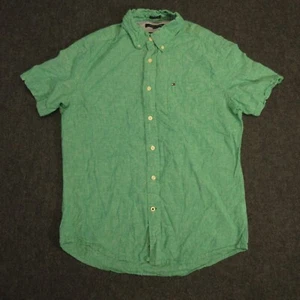 Tommy Hilfiger Hemd mit Knopfleiste Kragen Herren mittelgrün kurzärmeliges Leinen** - Bild 1 von 12