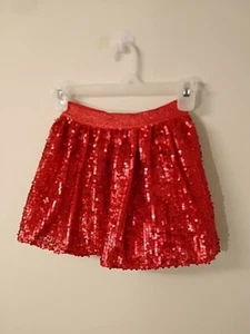 Cat & Jack red sequin skirt dance wear 10 polyester lined elastic waist band - Picture 1 of 7