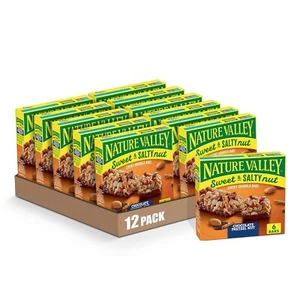 Healthy Chocolate Pretzel Granola Bars, Sweet & Salty - Bulk 12 Boxes, 6 per Box - Picture 1 of 10