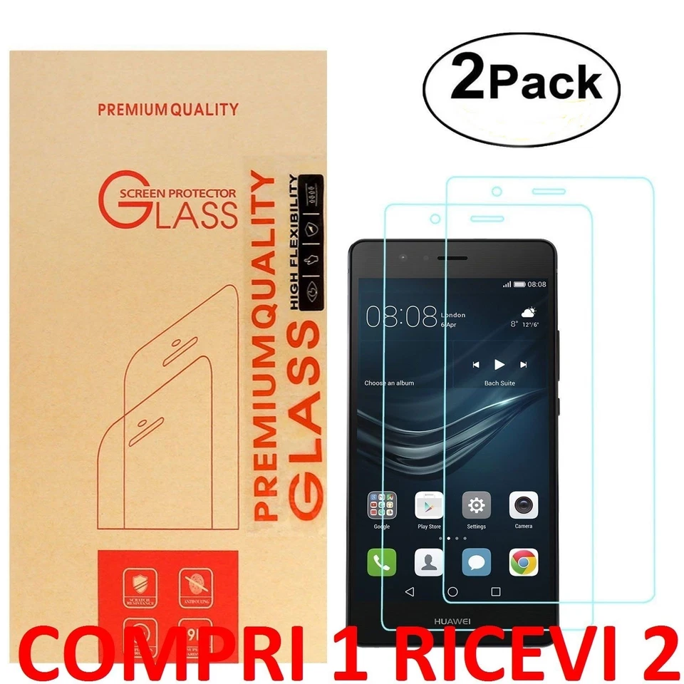 PELLICOLA VETRO TEMPERATO (2x) PER HUAWEI P10 LITE PROTEGGI SCHERMO DISPLAY LCD - Immagine 1 di 1