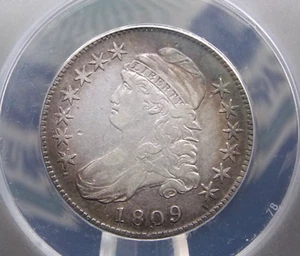 1809 Capped BUST Silver Half Dollar 50c ANACS VF30 Details #210 Very Fine ECC&C - Picture 1 of 5