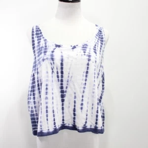 Aeropostale Tie Dye Crop Tank Top Womens XL Blue White Knit Ripped Back Design - Picture 1 of 7