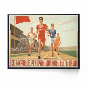 Atleta propaganda politica bandiera rossa URSS - poster stampa quadro cornice A3 - Foto 1 di 4