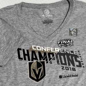 Vegas Golden Knights T-Shirt 2018 Conference Champions Women's Size L Gray NHL - Picture 1 of 9