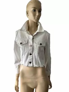 CHAQUETA VAQUERA BLANCA NUEVA CON ETIQUETAS ALICE & OLIVIA TALLA M - Imagen 1 de 11