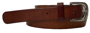 VTG H&M Saddle Brown Leather Belt Size Small – Sweden-Made w/ Aftermarket Hole - Picture 1 of 8