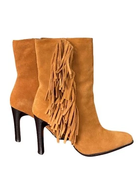 Botines de tacón con flecos de gamuza tostada Predictions Leather Collection - Talla 7 Foto 1 de 4