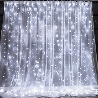Yuliang 300 LED Curtain Light, 8 Light Modes, White - Image 1 of 3
