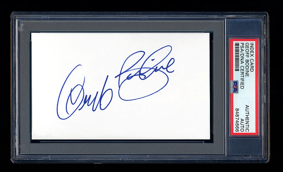 GEOFF BODINE SIGNED MINT INDEX CARD PSA/DNA AUTOGRAPHED NASCAR TOP 50 DRIVERS - Image 1 of 1