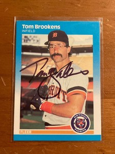 1987 Fleer TOM BROOKENS IP Autograph Detroit Tigers #145 Auto
