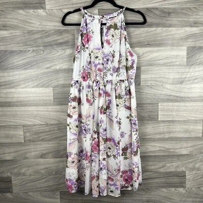 Vestido Tórrido Mujer 00 Blanco Floral Midi Halter Llave Agujero Festival Boda Boho Foto 1 de 4