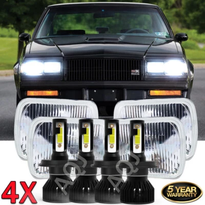 4pcs Fit Buick Regal Grand National 1982-1987 4X6" LED Headlights Hi/Lo Beam - Image 1 of 4