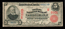 1902 $5 Large Size Red Seal National Banknotes pennsylvania