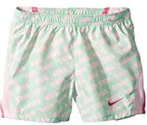 Nike Kids Girl's Dry Shorts 10K2 Run All Over Print (Little Kids) Aphid Green 6 - Picture 1 of 2
