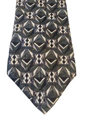 Zylos George Machado. Corbata de diseñador para hombre negra verde blanca trabajo geométrico Foto 1 de 4