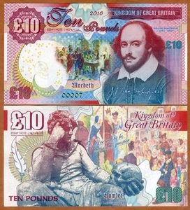 Great Britain, 10 pounds, 2016, Kamberra, UNC Shakespeare, Hamlet, Macbeth - Picture 1 of 1