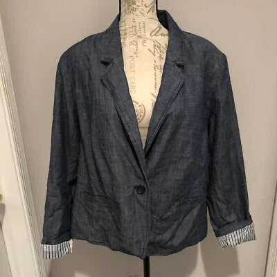 Chaqueta Lane Bryant Chambray Azul Talla 20 Foto 1 de 4