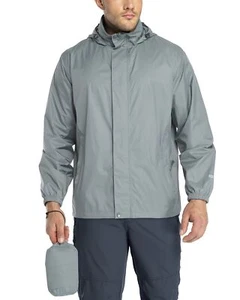 Packable Rain Jacket Men Lightweight Waterproof Hood Golf Cycling Windbreaker - Picture 1 of 6
