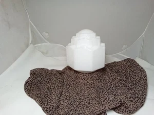 SKYSCRAPER LAMP LIGHT SHADE MILK GLASS WHITE OCTAGON SHAPE TIP BUILDING LITE - Picture 1 of 11