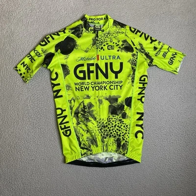 Camiseta deportiva de ciclismo GFNY para hombre mediana campeonato mundial de la ciudad de Nueva York verde Foto 1 de 4
