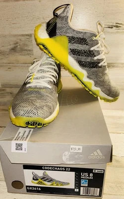 Tênis de golfe Adidas Codechaos 22 masculino tamanho 8 sem cravos GX2616 preto prata amarelo NOVO - Imagem 1 de 4