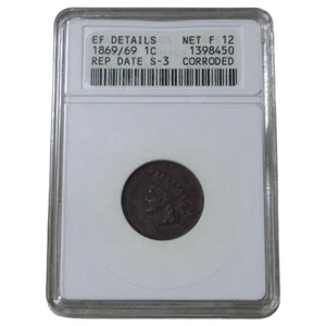 1869/69 Indian Head Cent ANACS EF Details Tough Coin - Picture 1 of 2