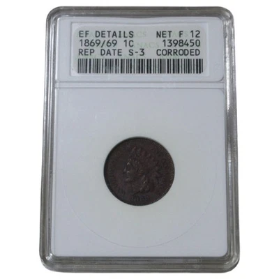 1869/69 Indian Head Cent ANACS EF Details Tough Coin - Image 1 of 2