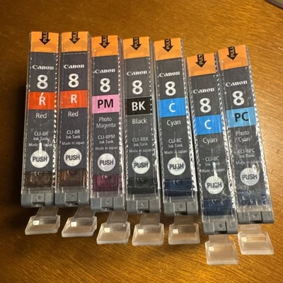 Lote de 7 cartuchos de tinta originales Canon CLI-8 color paquete múltiple para Pro9000 Foto 1 de 3