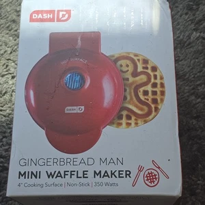 Dash Mini Maker Waffle/Griddle Red 4 Inch Cooking Surface Non Stick New - Picture 1 of 1