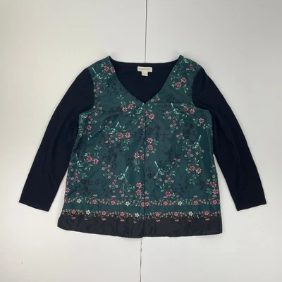 MONSOON Blouse 8 Green Womens Long Sleeve Cotton Blend Floral Print Top  - Image 1 of 4