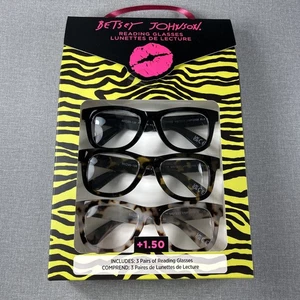 Betsey Johnson Lesebrille +1,50 Lesebrille 3er Pack Wayfarer dick Tiermotiv - Bild 1 von 5