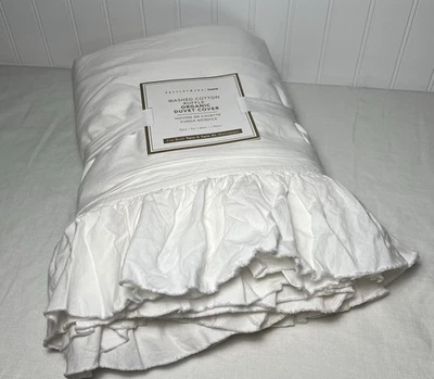 Pottery Barn Kids Washed Cotton Ruffle Organic Duvet Cover  White · Twin - Image 1 of 4