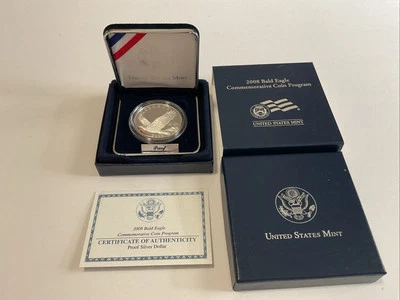 2008-P Bald Eagle Proof Silver Dollar w US Mint OGP - Box & COA - Image 1 of 4