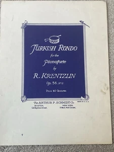 1938 TURKISH RONDO Sheet Music PIANO SOLO by R. Krentzlin Op. 36 No. 2 - Picture 1 of 4