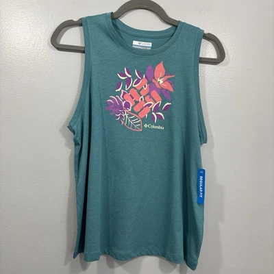 CAMISETA SIN MANGAS COLOMBIA RUBY SPRINGS GRÁFICA NUEVA CON ETIQUETAS PARA MUJER Talla Pequeña TEAL Foto 1 de 4