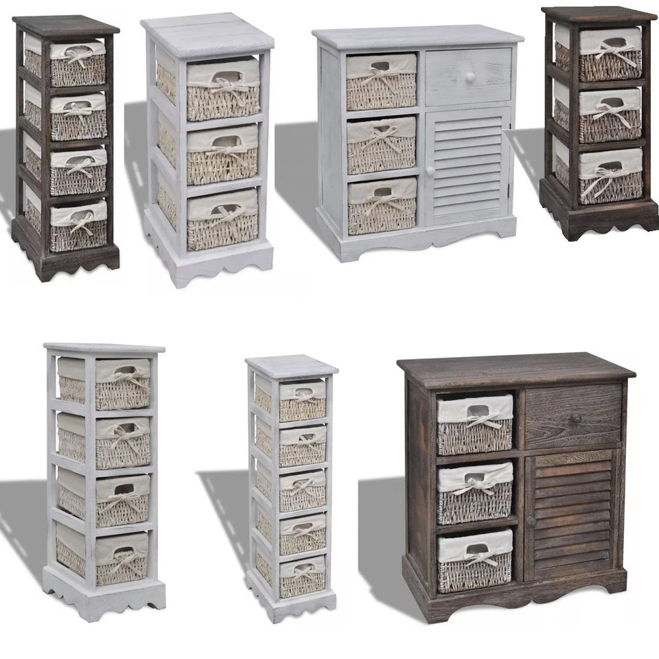 Schränkchen Holz Korbkommode Korbregal Schubladenregal Nachtschrank mehr Auswahl - Bild 1 von 1