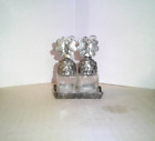 Bella Casa By Ganz Pewter & Glass Butterfly Salt & Pepper Shakers on a Tray