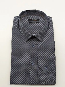 Camisa de manga larga Leonardo talla L 42 cuello Kent negro marrón patrón regular fit - Imagen 1 de 5