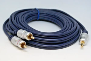 2-Male RCA to 3.5mm Gold Audio Monster TYPE Audiophile OFC 15ft Cable NEW - Picture 1 of 3