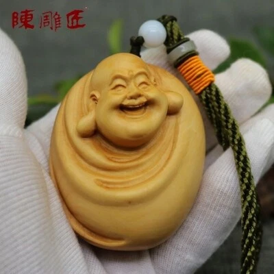 Raro CHINO boj madera tallada hecha a mano Buda bendición pieza de mano arte Foto 1 de 4