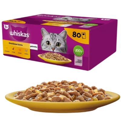 80x85 g WHISKAS Nassfutter mit Huhn Ente Geflügel Pute in Gelee  adulte Katzen - Bild 1 von 2