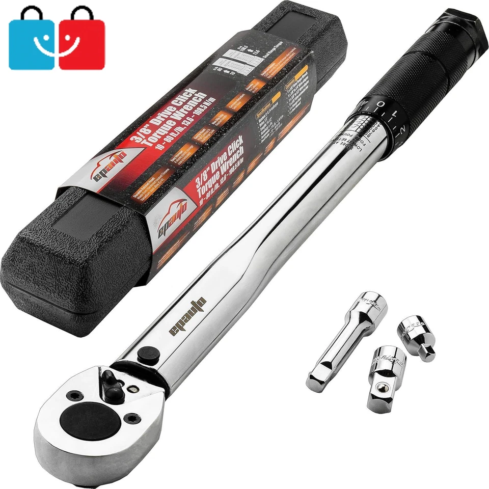 3/8" Drive Click Torque Wrench 10-80 ft-lb Dual Scale | Accurate Durable Tool  - Image 1 of 4