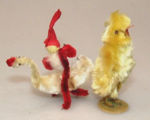Lot Vintage Chenille OSTERKÜKEN Zwerg auf GANS Weihnachtsschmuck Japan - Bild 1 von 6