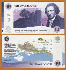 England Transition Town 2014 *LEWES* 10 Pounds Low Serial UNC - Picture 1 of 1