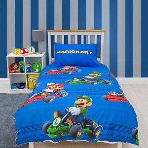 Official Super Mario Kart Single Bed Duvet Cover Set Reversible Gamer Bedding - Picture 1 of 5