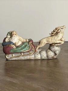 VTG Retired Midwest of Cannon Falls Santa Sleigh and Reindeer Christmas Figurine - Picture 1 of 24