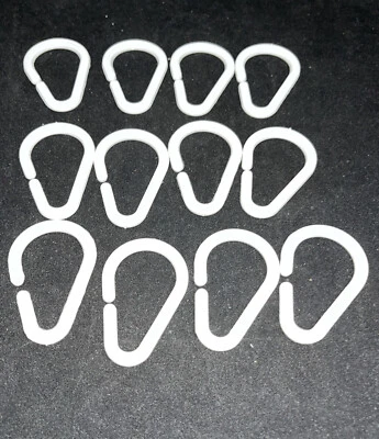White Plastic Bathroom Shower Curtain Rings Rustproof Set of 12 - Image 1 of 2